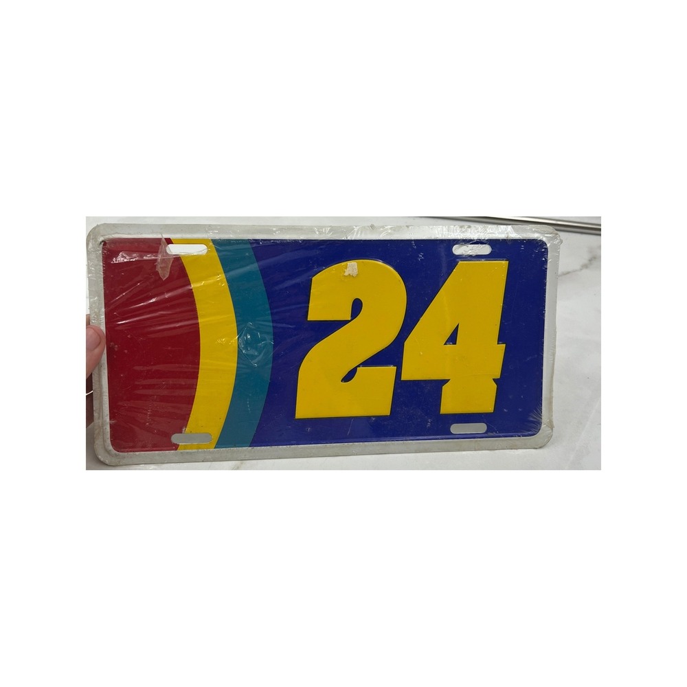Vintage Jeff Gordon 24 NASCAR License Plate DuPont Rainbow Warrior Metal New
